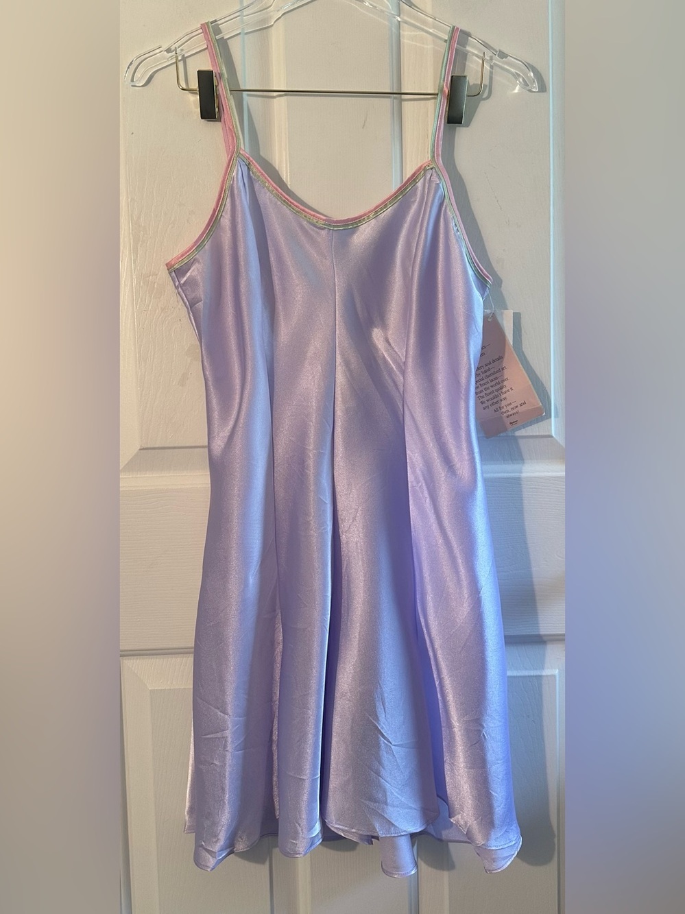 NWT BARBIZON Vintage Wendy Chemise Lilac Satin Shimmer Chemise Nightgown Y2K Lrg
